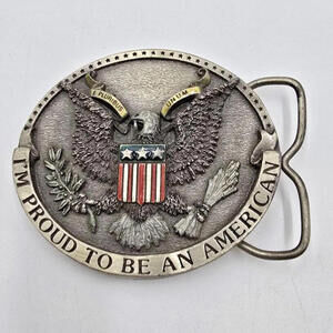 BERGAMOT "I‎ am proud to be an American" Brass Buckle CIRCA 1980s